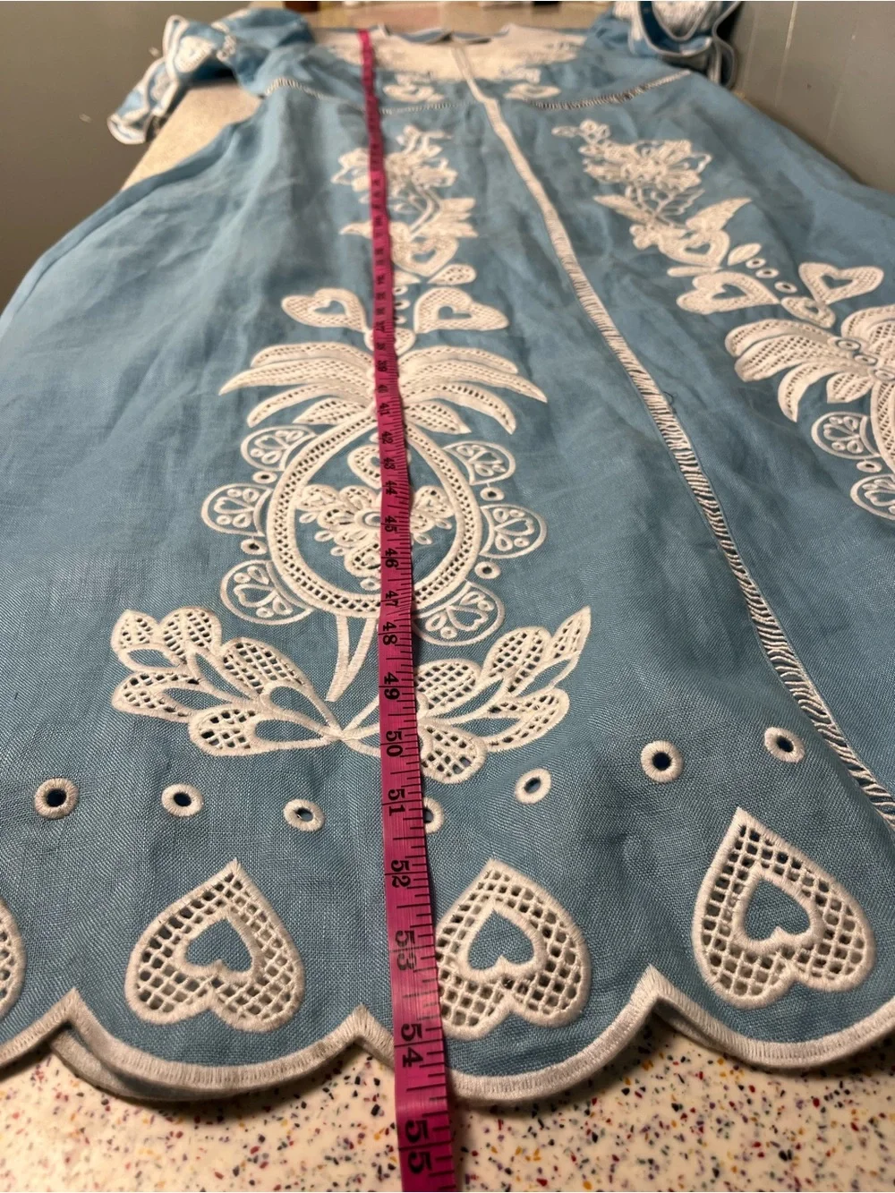 FARM Rio NWT Light Blue Linen Embroidery Short Sleeve Midi Dress Women’s Size XL - Picture 12 of 12